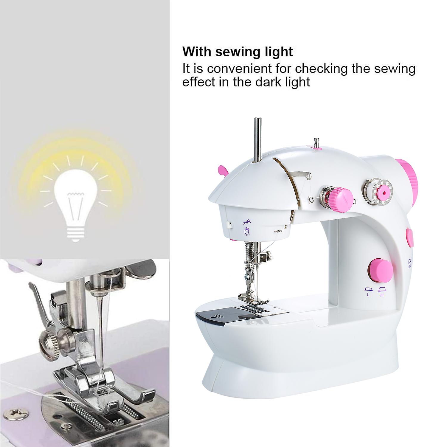 Mini Sewing Machine Adjustable 2-speed Double Thread Portable Electric Household Multifunction Sewing Machin With Lights And Cutter Foot Pedal For Hou