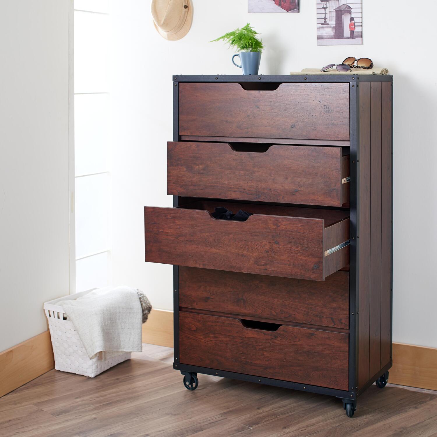 Rory 5-Drawer Rolling Dresser