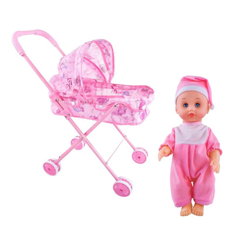 Kids Pretend Role Play Toys Baby Doll and Stroller Cart Trolley Children Toy A