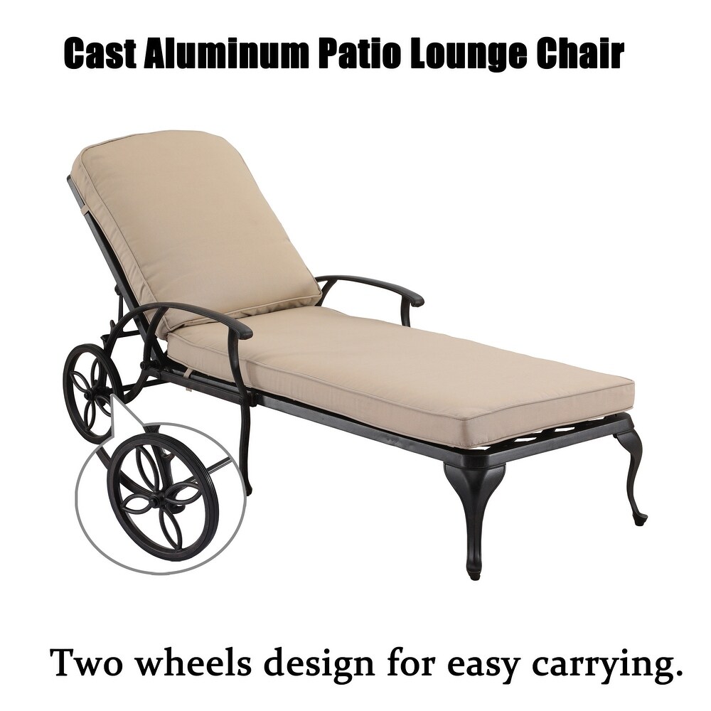 Clihome Antique Bronze Aluminum Reclining Outdoor Chaise Lounge