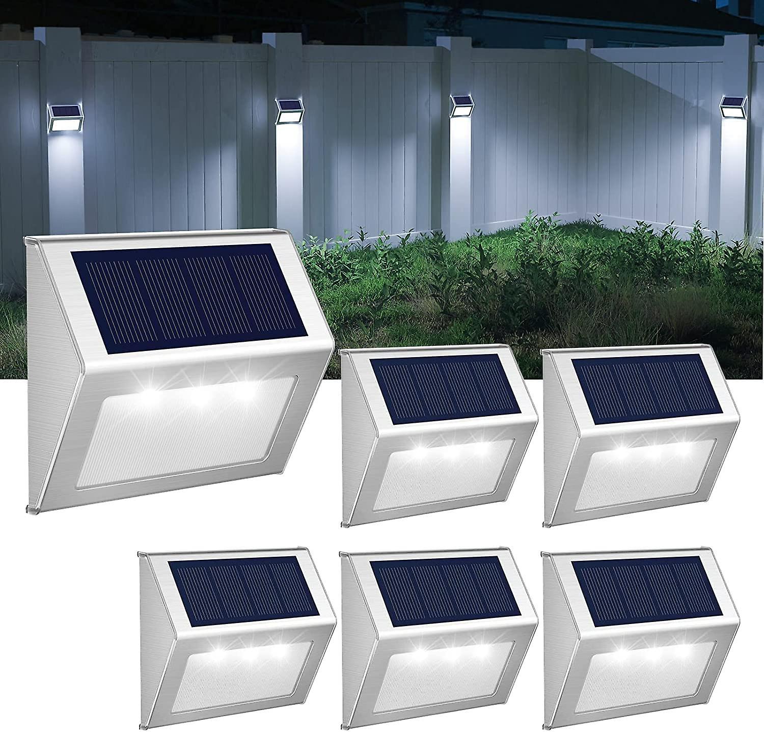 [cool White]solar Lights Outdoor，stainless Steel Solar Garden Lights，waterproof Decorative Lights Applying To Fence，garden，stairs，path，patio，porch，yar