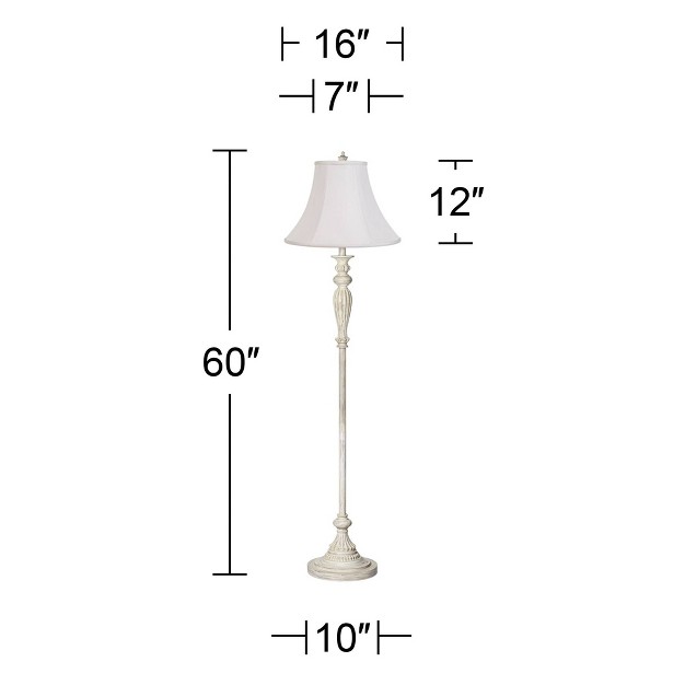 Tall Antique White Washed Fabric Bell Shade For Living Room Reading Office