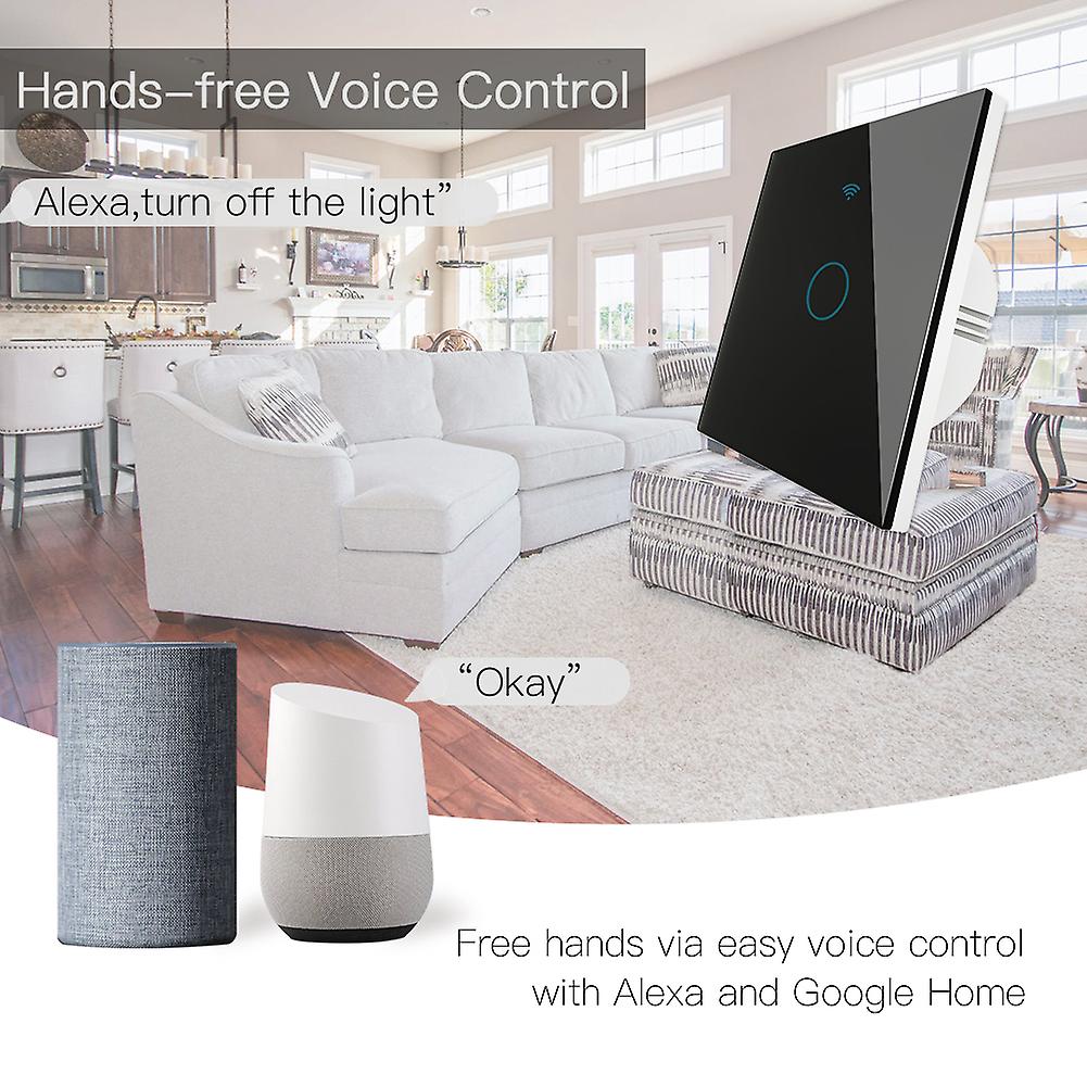 90-250v Smart Light Switch Wall Switch Wifi Remote App Control Voice Control Compatible With Alexa Google Assistant Timer And Countdown Settings Tempe