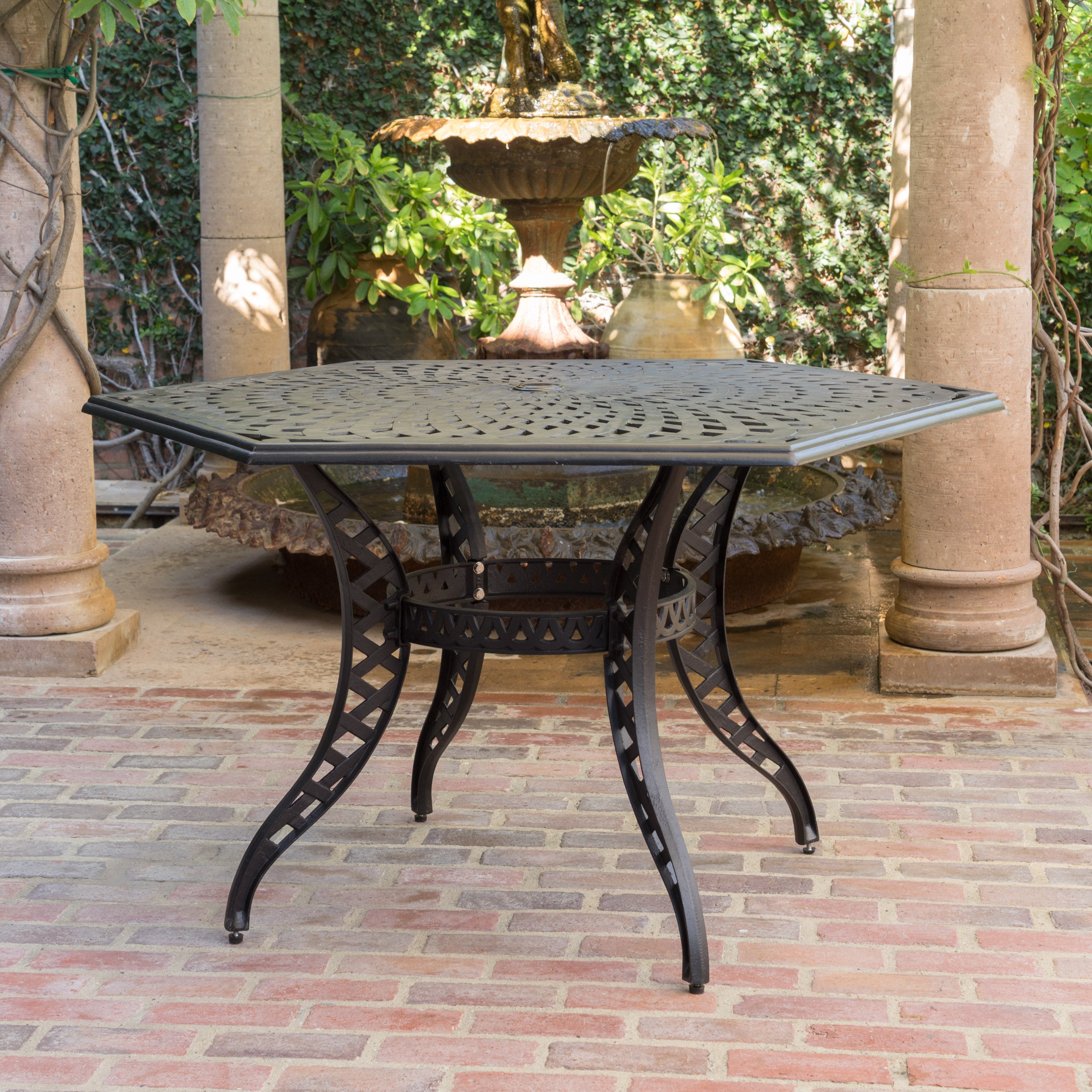 Hammond Outdoor Black Sand Cast Aluminum Hexagon Table