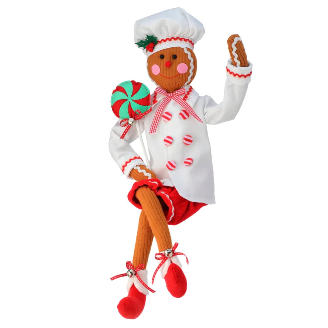 19 White & Red Gingerbread Chef With Lollipop