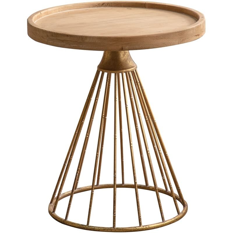 End Tables Living Room Set of 2， Round Wood Metal Iron Leg Coffee Nesting Table， Suitable for Bedroom Apartments - as picture