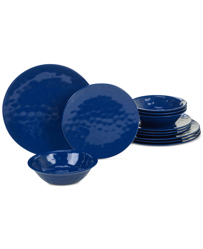 Certified International Cobalt Blue 12-Pc. Melamine Dinnerware Set Service for 4