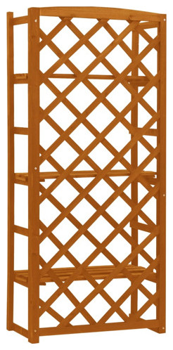 vidaXL Plant Rack 3 Tier Plant Stand with Trellis Plant Shelves Solid Firwood   Transitional   Plant Stands And Telephone Tables   by vidaXL LLC  Houzz