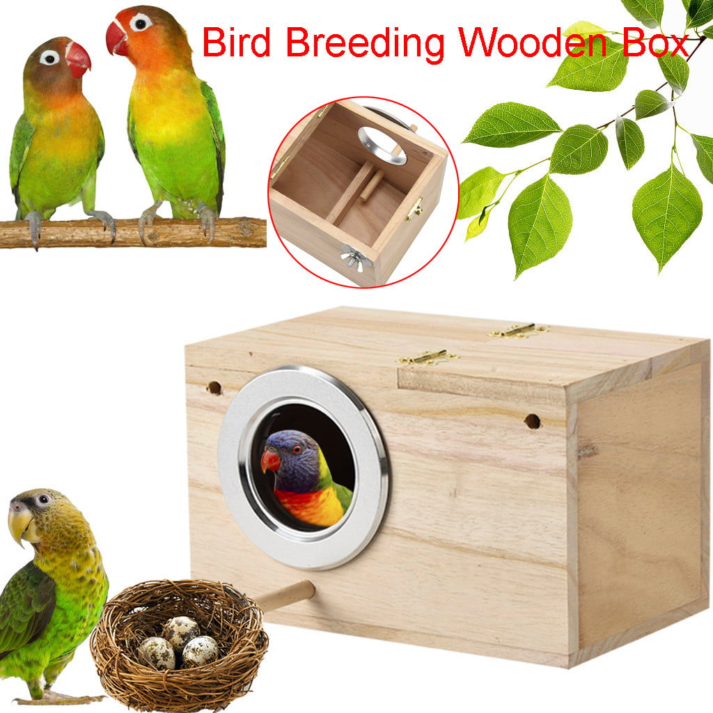 Pompotops Parakeet Ne st Box Bird House Wood Breeding Box for Lovebirds Parrotlets Mating