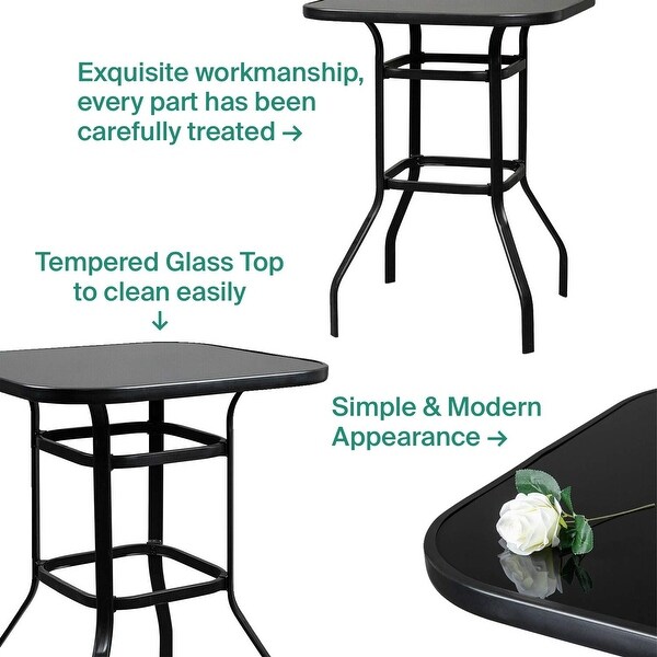 Pyramid Home Decor Patio Tempered Glass Bar Table