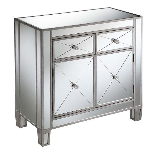 Gold Coast Vineyard 2 Drawer Mirrored Hall Table， Silver Color