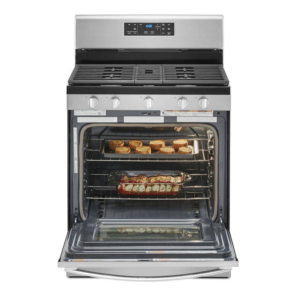 Whirlpool 5.0 cu. ft. Gas Range with Self Cleaning and Center Oval Burner in Fingerprint Resistant Stainless Steel WFG525S0JZ