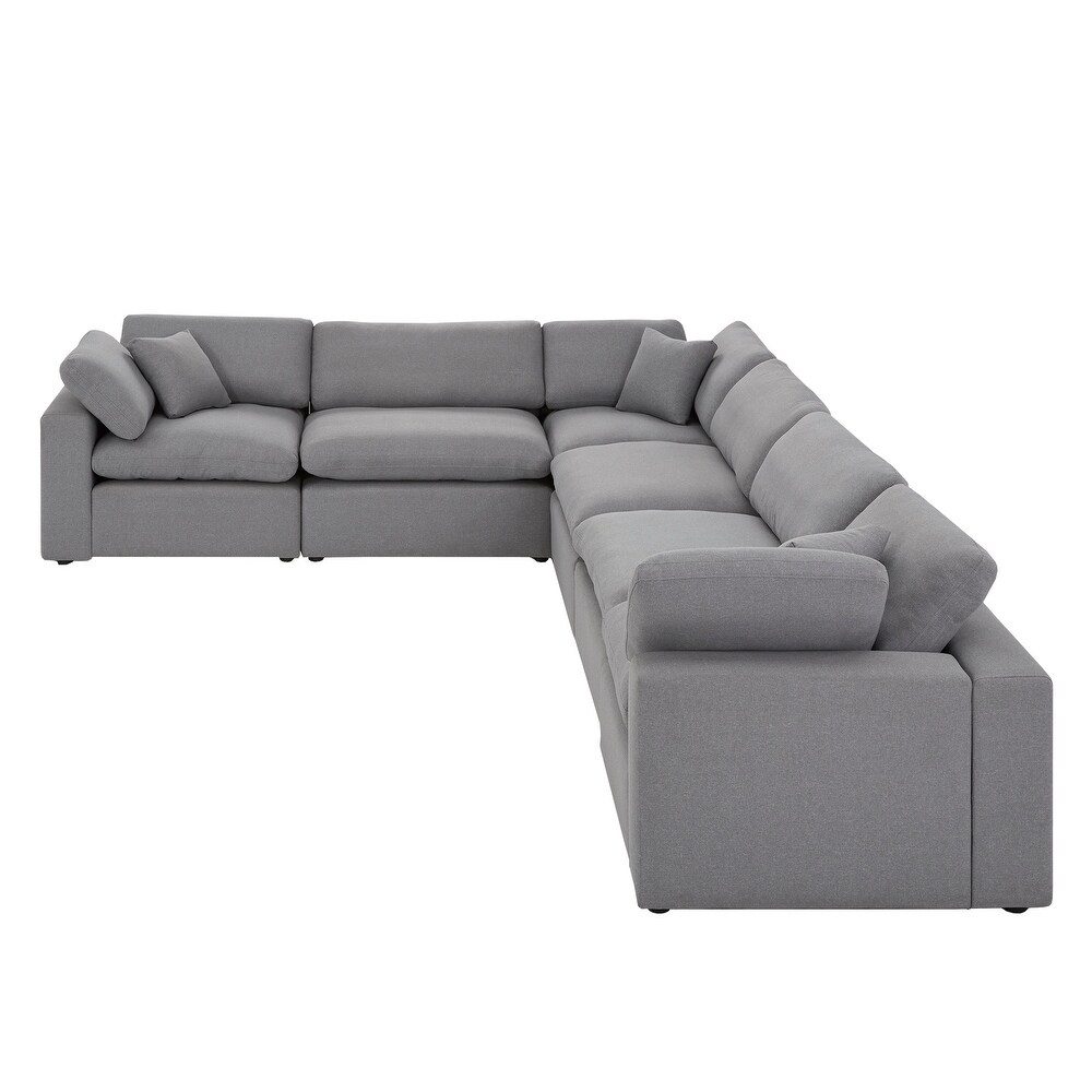 Anka Grey Linen Down Filled Cushioned 6 Seat Sectional Sofa by iNSPIRE Q Modern