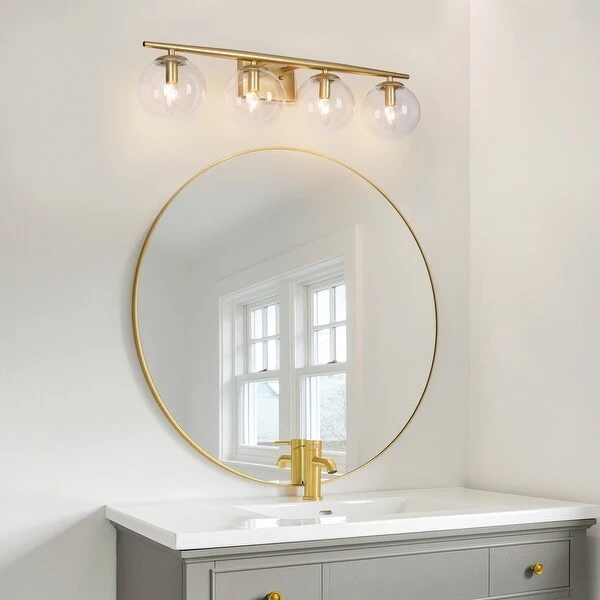 Modern Gold 4/ 3-light Bathroom Vanity Lights Glass Globe Wall Sconces