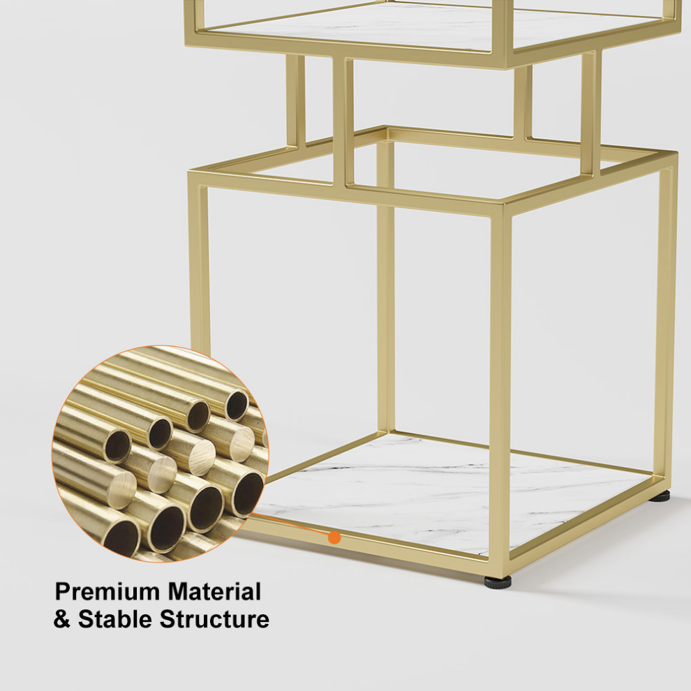 Modern Simple Gold Cube Bookcase with Metal Tower Display Tall Wooden Bookshelf   Contemporary   Bookcases   by Homary International Limited  Houzz