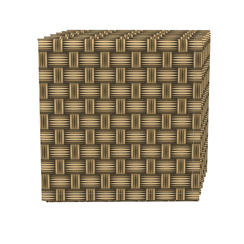 Napkin Set， 100% Polyester， Set of 4， 18x18， Wicker Wood Carving