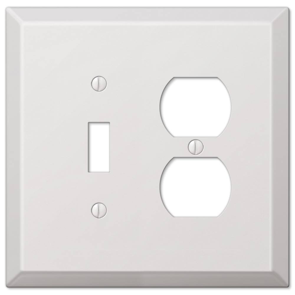 AMERELLE Oversized 2 Gang 1-Toggle and 1-Duplex Steel Wall Plate - White 463TDW