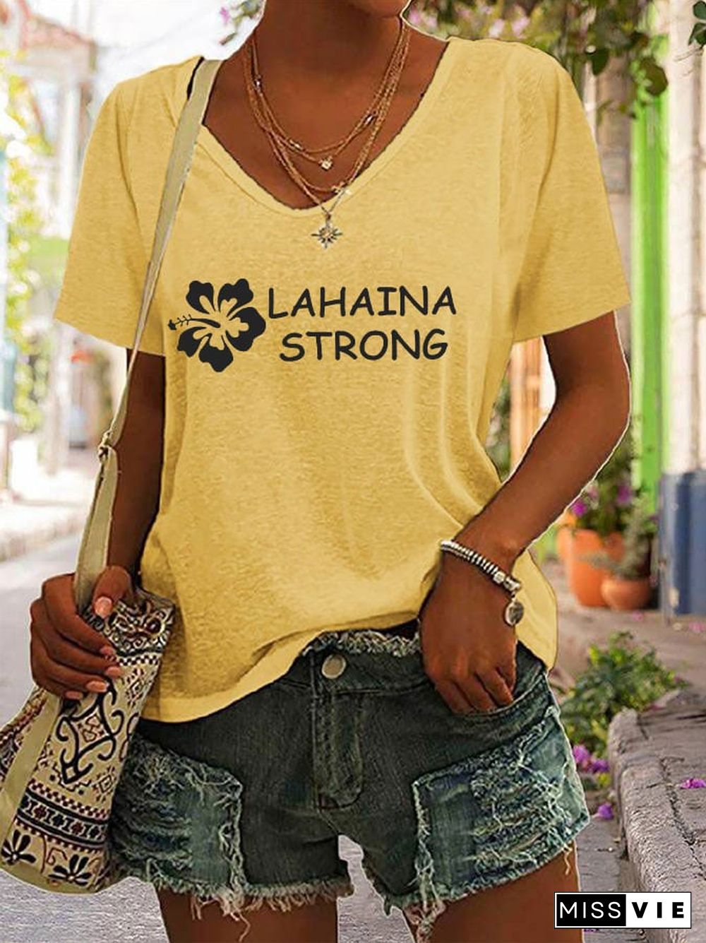 Women's Lahaina Strong Support Maui V-Neck T-Shirt