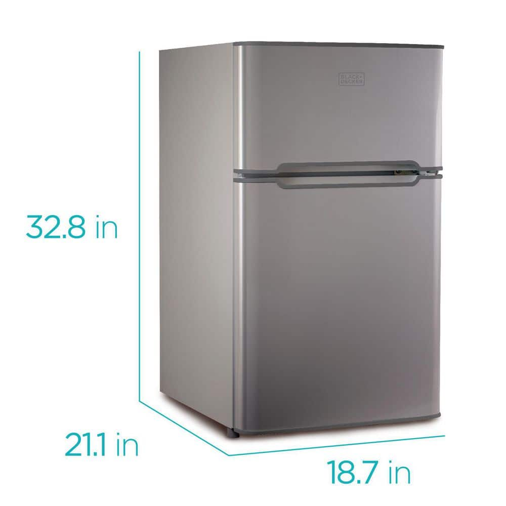 BLACK+DECKER 3.1 Cu. Ft. 2 Door Mini Fridge With True Freezer in Stainless Look BCRDK32V