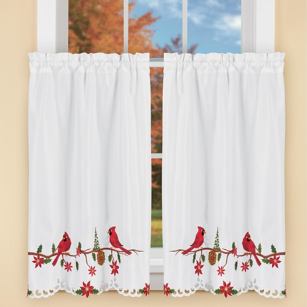 Collections Etc Cardinal Pine Emb Curtains