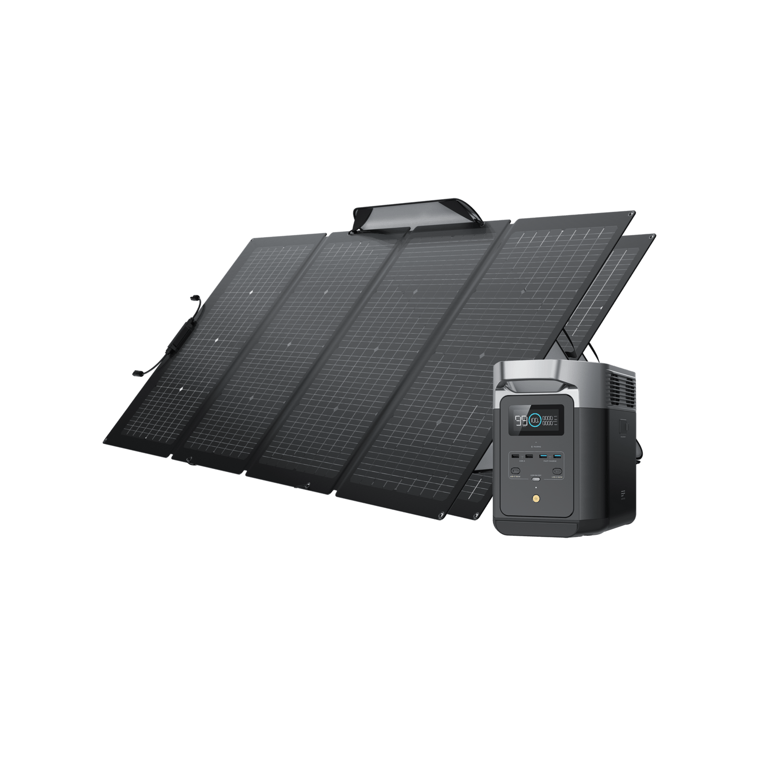 EcoFlow DELTA 2 + 110W Portable Solar Panel - Fast Charging, Solar Generator for Home Backup Power, Camping & RVs