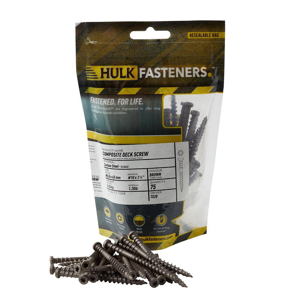 FORTRESS HULK Torpedo Tip Brown Composite Deck Screws (75-Pack) 172565751