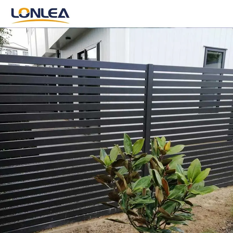 Modern Designer Aluminum Fence Slat Panels Privacy Aluminum Metal Fencing Post Gate