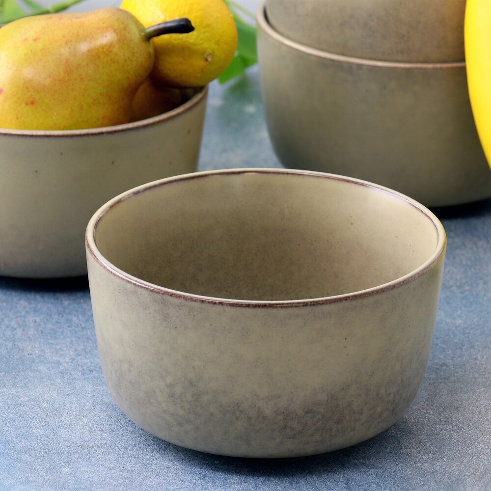 6 Piece 5.5 Inch Round Stoneware Bowl Set in Toast