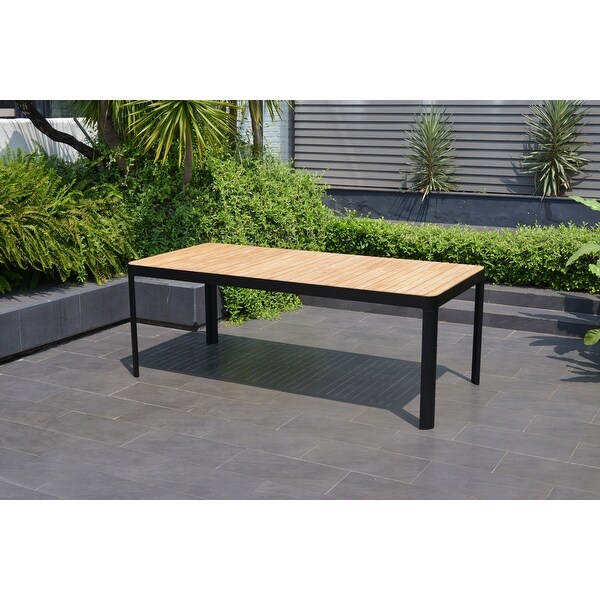 Amazonia Portalew FSC Teak and Aluminum Outdoor Patio Dining Table