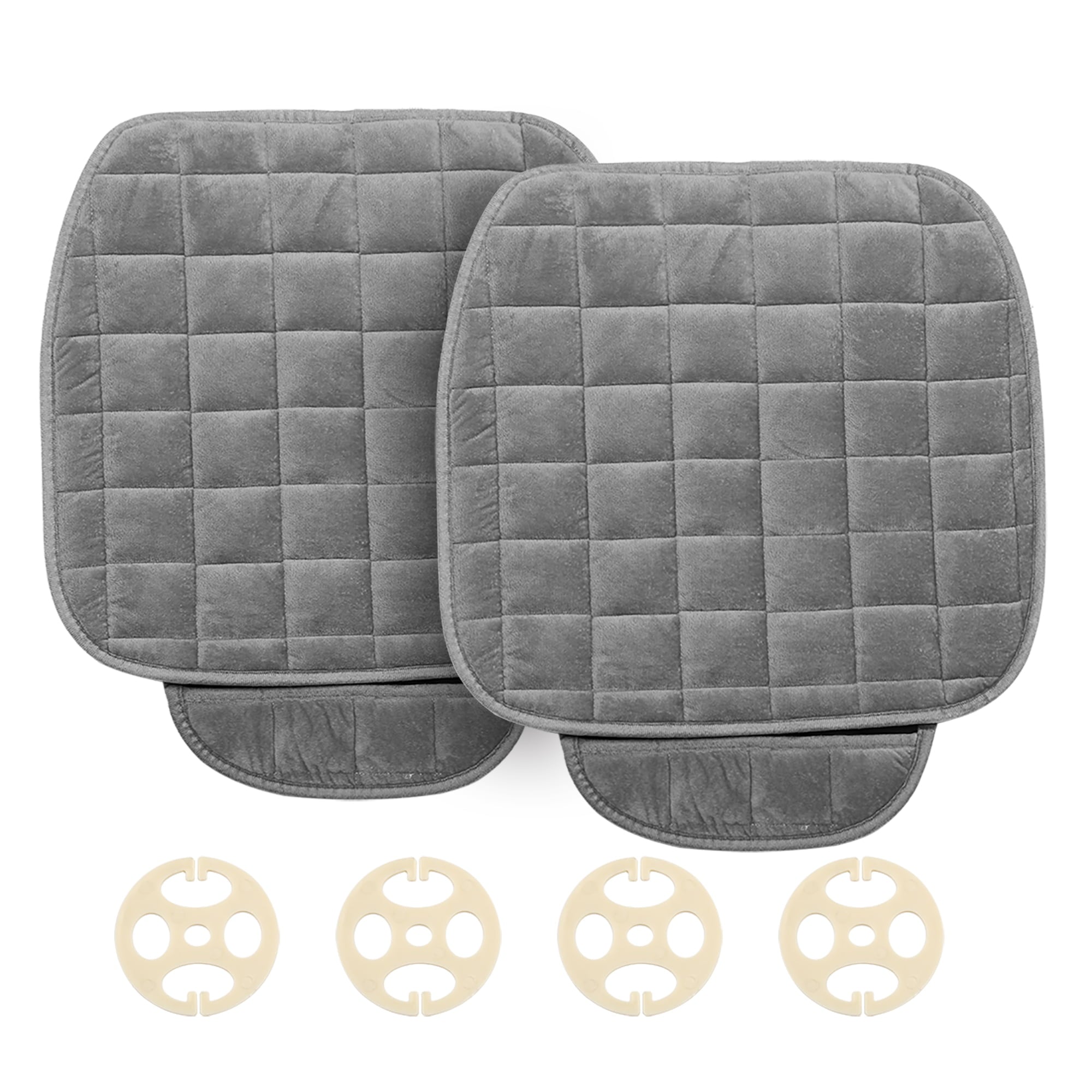 Unique Bargains 2pcs Front Vehicle Car Seat Cover Breathable Plush Pad Chair Cushion Universal Gray