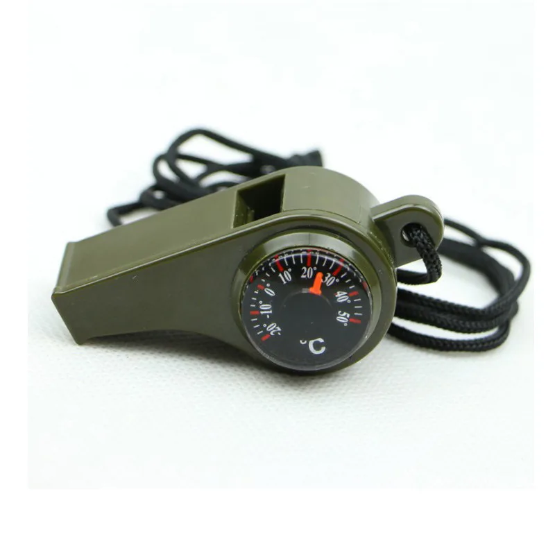 3 in 1 Multi function Outdoor Camping Hiking Gear with Compass Thermometer survival whistle  outdoor survival tool