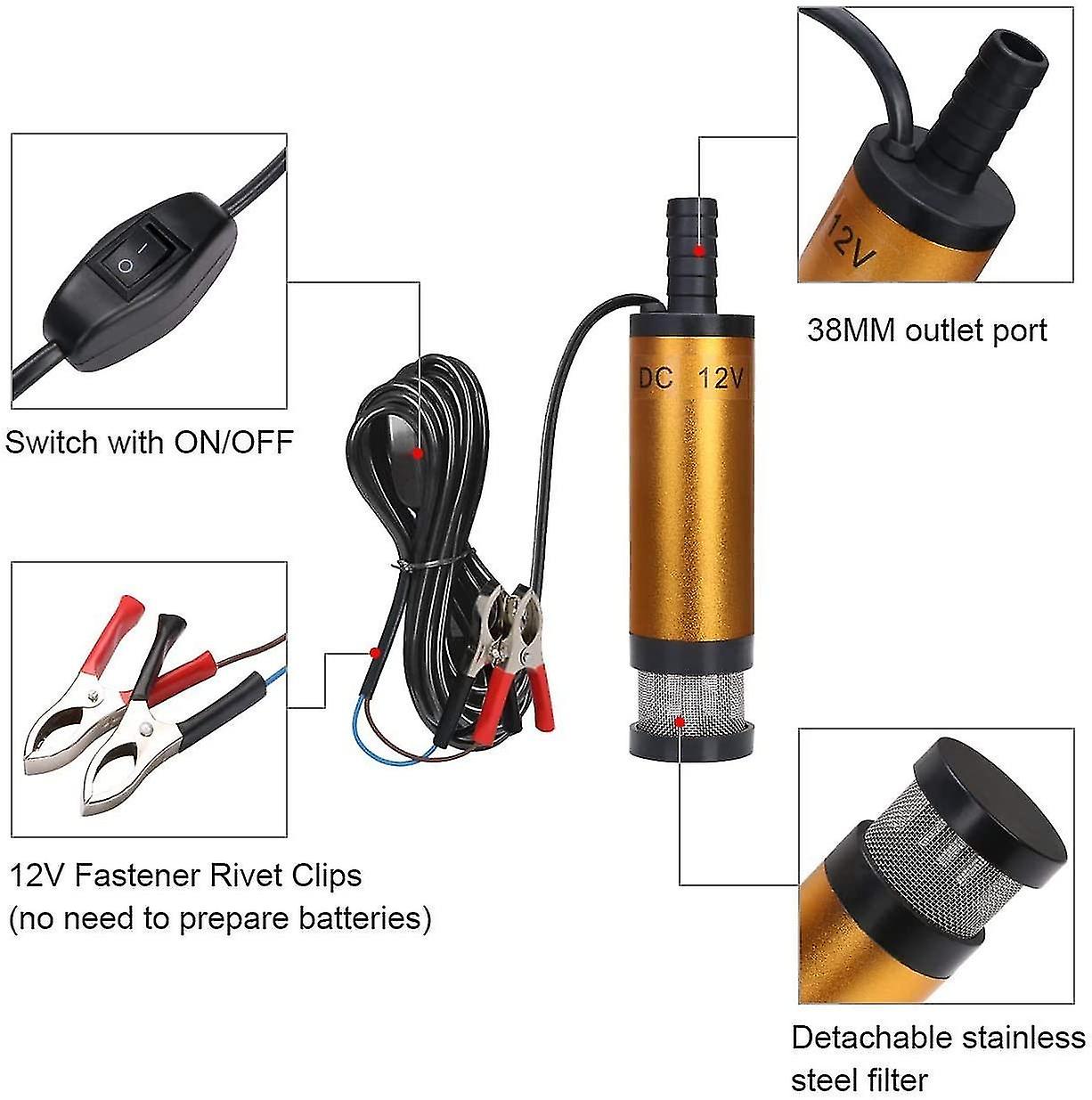 12v Oil Pump，with Heating Oil Submersible Pump With Removable Filter