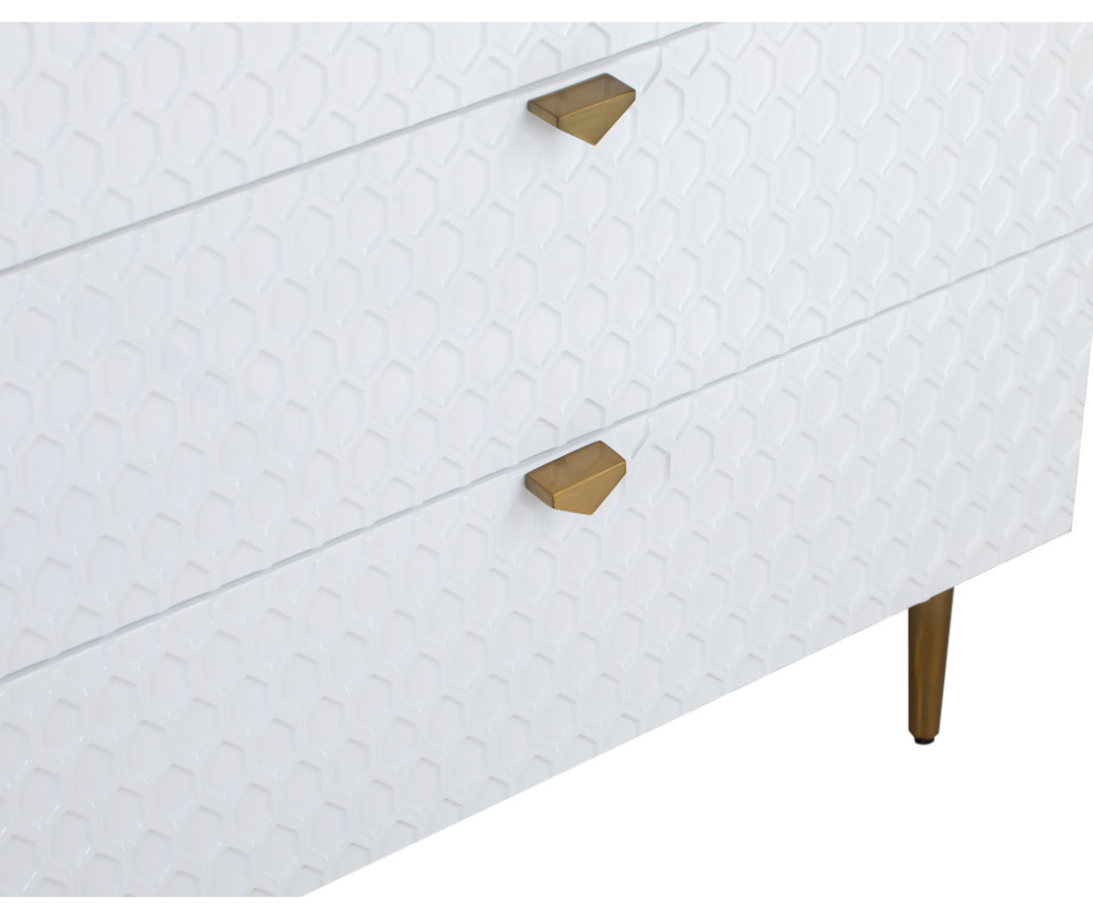 White 3 Drawer Chest  Liang  ampEimil Bolero   Midcentury   Accent Chests And Cabinets   by Oroa   Distinctive Furniture  Houzz