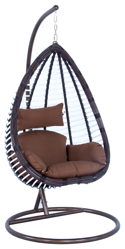 LeisureMod Outdoor Patio Hanging Hammock Wicker Egg Swing Lounge Chair  Brown   Midcentury   Hammocks And Swing Chairs   by LeisureMod  Houzz