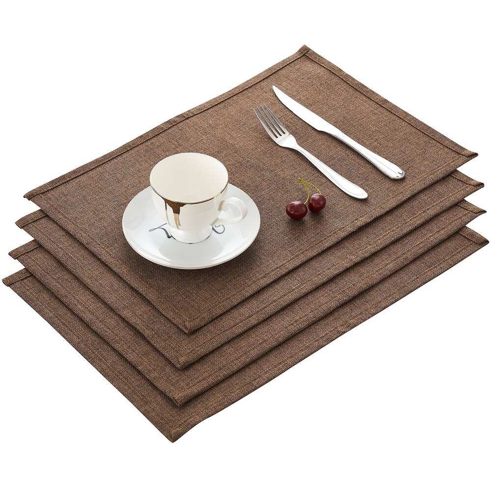 Linen Placemats Set of 4  Heat Resistant Dining Table Place Mats   Machine Washable