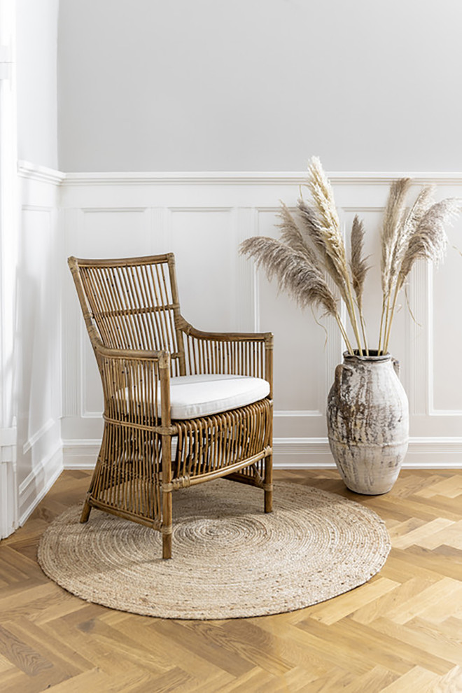 Davinci Rattan Armchair  Antique  Sunbrella Sailcloth Seagull Cushion   Midcentury   Armchairs And Accent Chairs   by Sika Design  Houzz