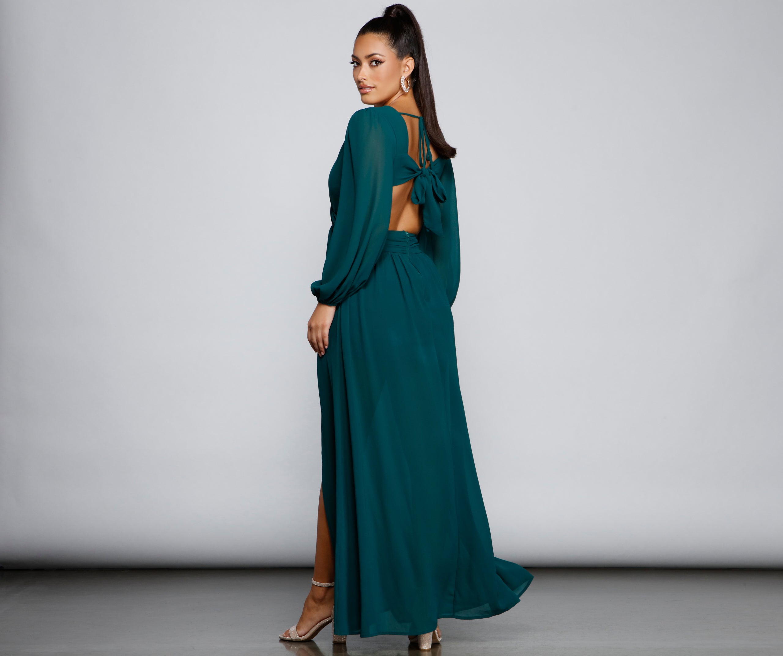 New Heights Chiffon Cutout Maxi Dress