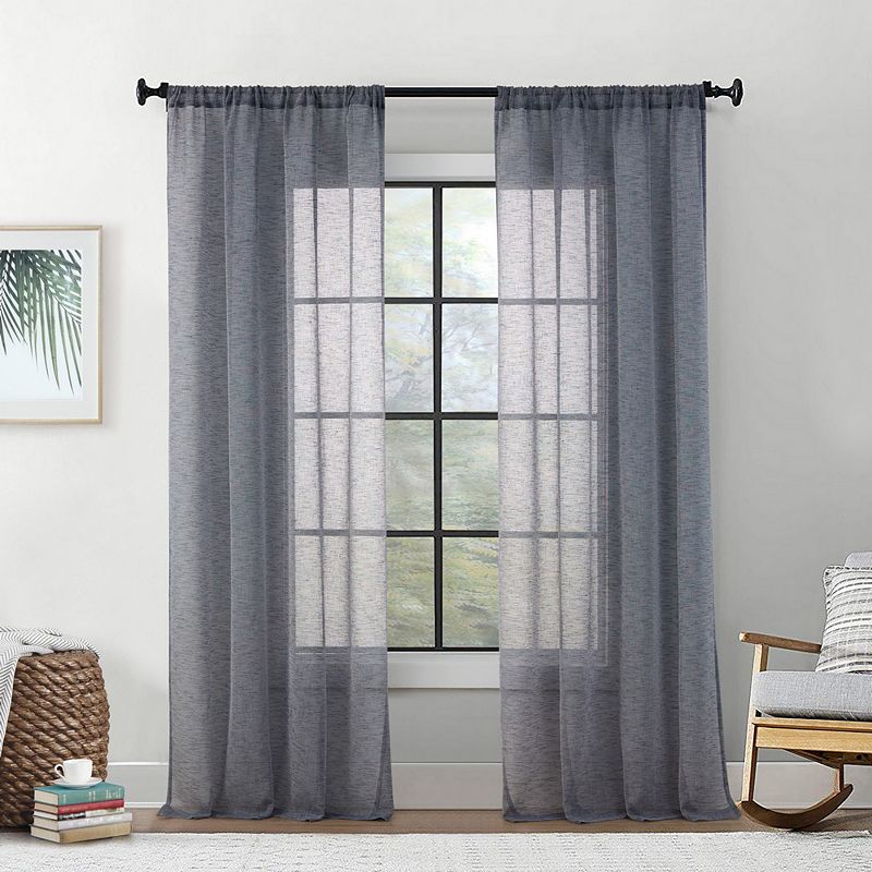 THD Zoey Faux Linen Textured Semi Sheer Privacy Sun Light Filtering Window Floor Length Rod Pocket Thick Curtains Drapery Panels Master Bedroom and Living Room， 2 Panels