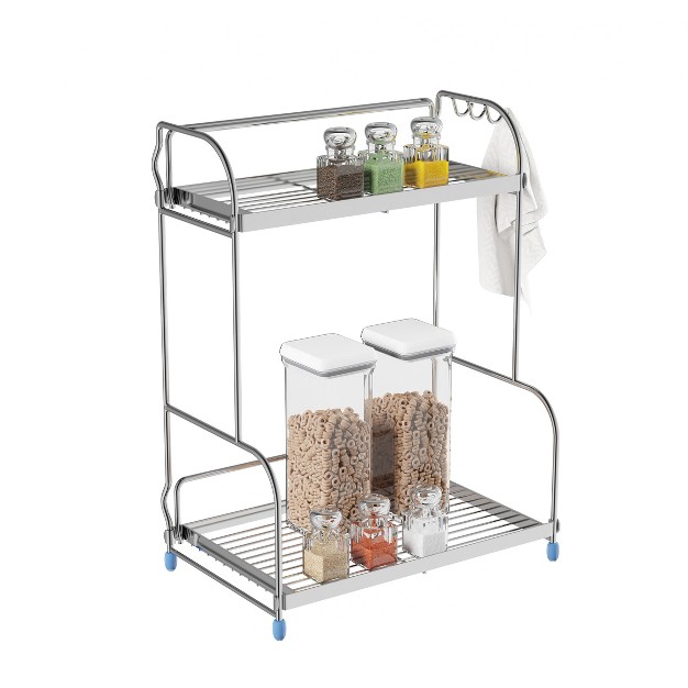 Hastings Home 2 Tiered Countertop Kitchen Storage Shelf Rack With 3 Side Hoods