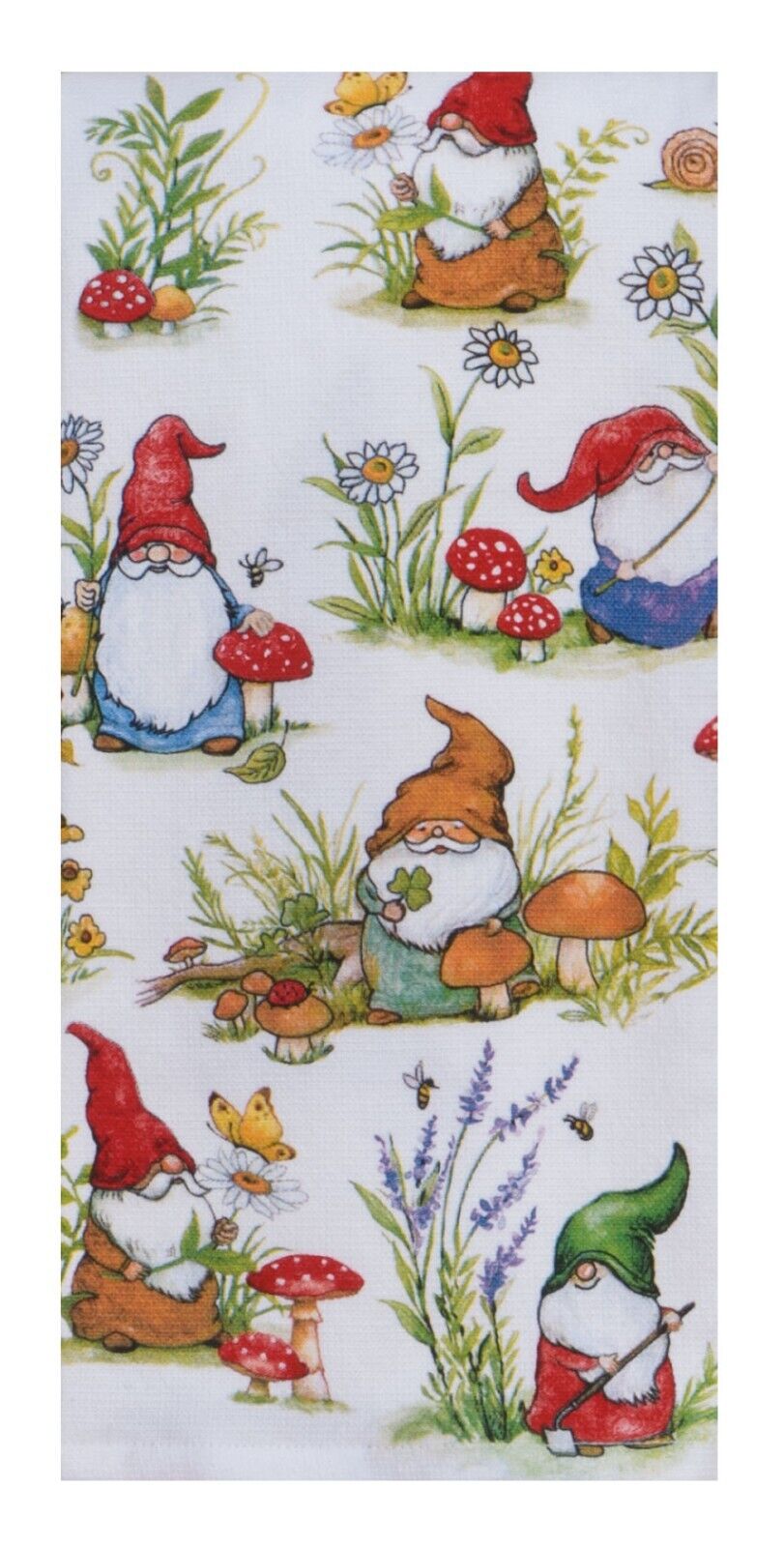 Set of 2 GARDEN GNOME Terry Kitchen Towels by Kay Dee Designs