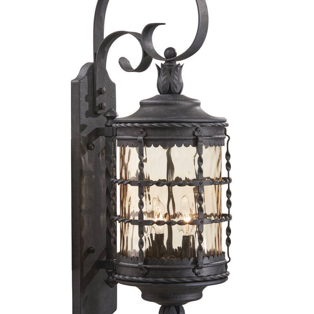 the great outdoors by Minka Lavery Mallorca 2-Light Spanish Iron Outdoor Wall Lantern Sconce 8881-A39