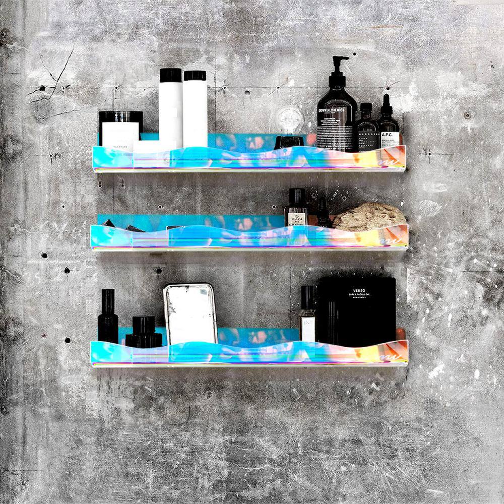 15.7 in. W x 4.3 in. D Iridescent Acrylic Wall Mounted Floating Shelf Decorative Wall Shelf 4-Pack PU1Q9M