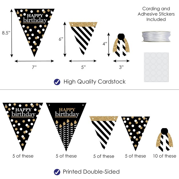 Big Dot Of Happiness Adult Happy Birthday Gold Diy Birthday Party Pennant Garland Decoration Triangle Banner 30 Pieces