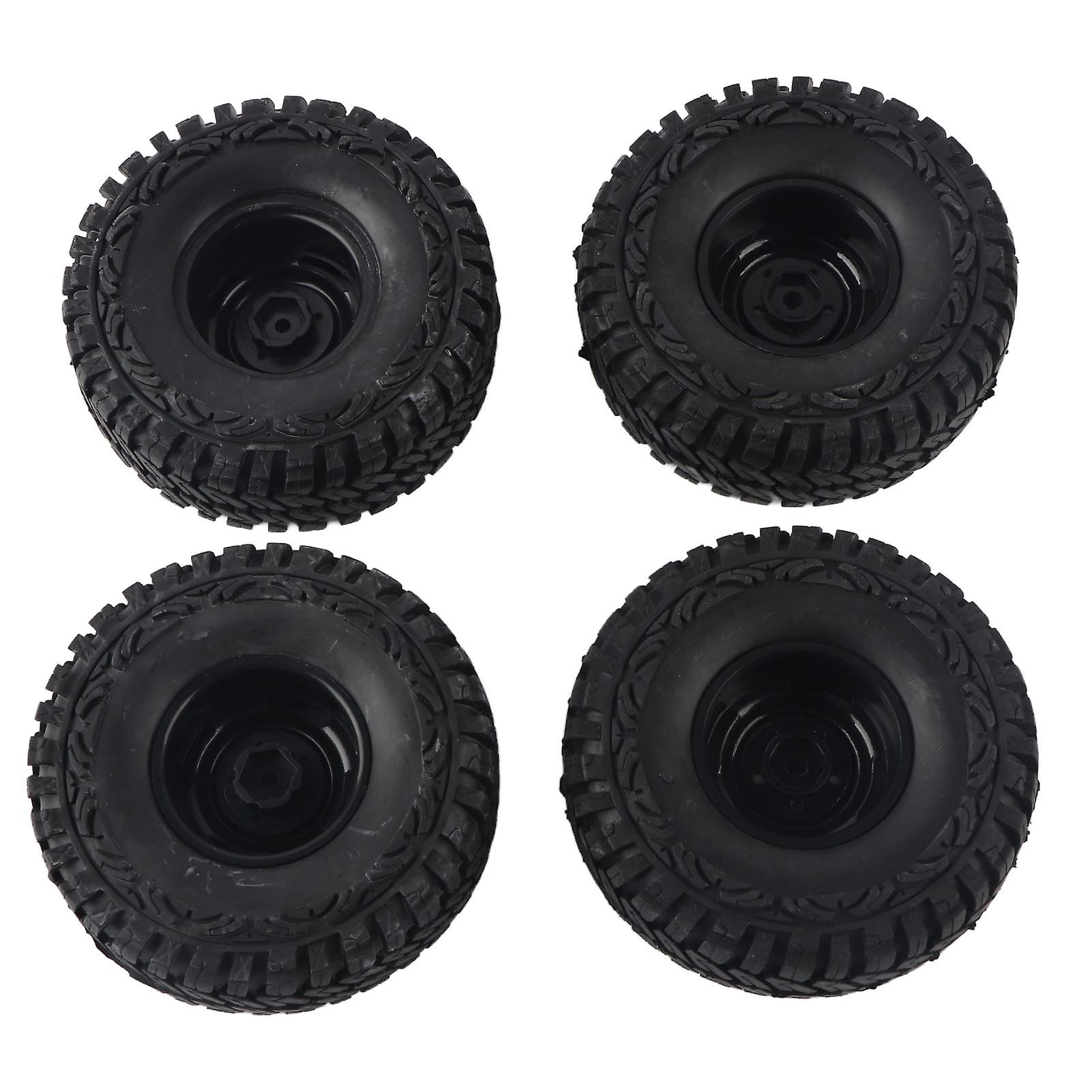 4pcs 115mm Plastic 1.9 Inch Wheel Rim Rubber Front Rear Tire Set For 1/10 Rc Crawler Car