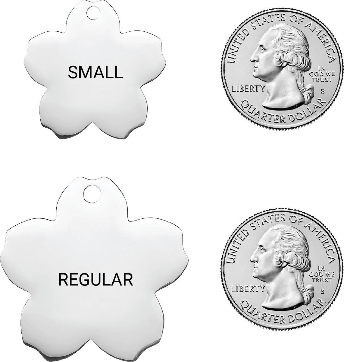 Frisco Stainless Steel Personalized Dog and Cat ID Tag， Flower