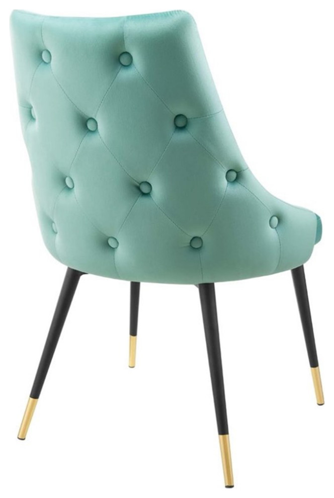 Pemberly Row 17.5 quotModern Velvet Performance Tufted Dining Side Chair in Green   Contemporary   Dining Chairs   by Homesquare  Houzz