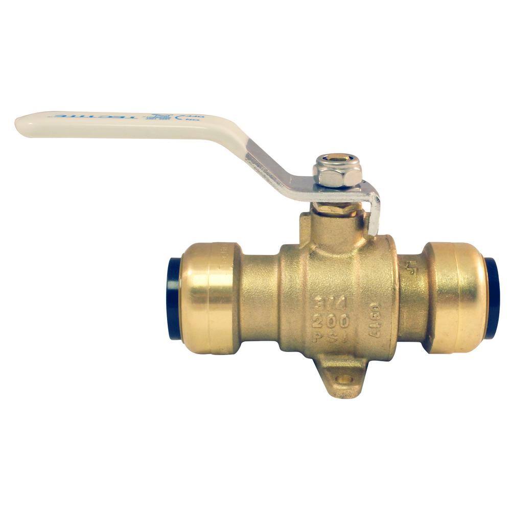 Tectite 34 in. Brass Push Ball Valve with Flange and Drain FSBBV34DE