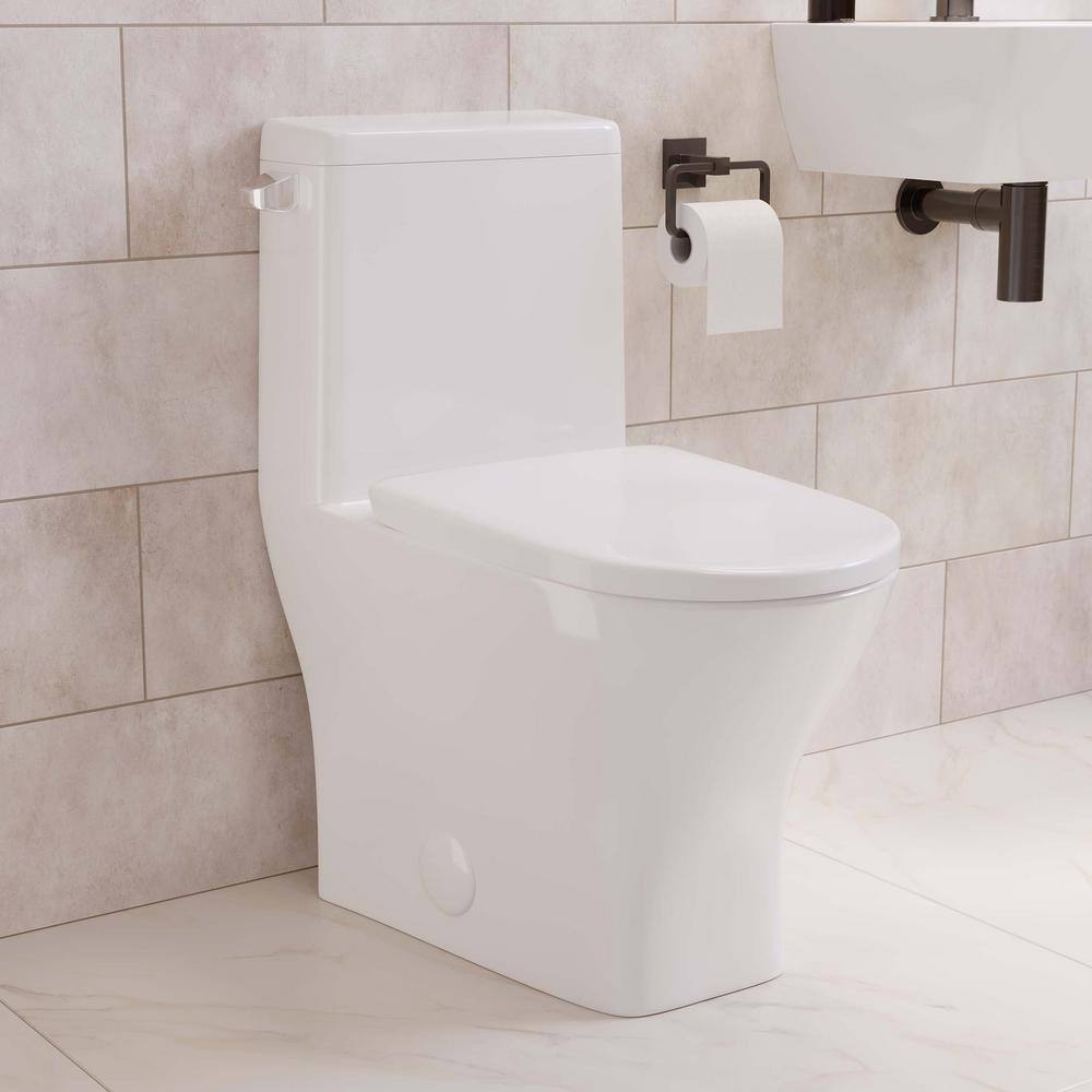 Swiss Madison Sublime II 1-Piece 1.28 GPF Single Flush Round Toilet in Glossy White Seat Included SM-1T260