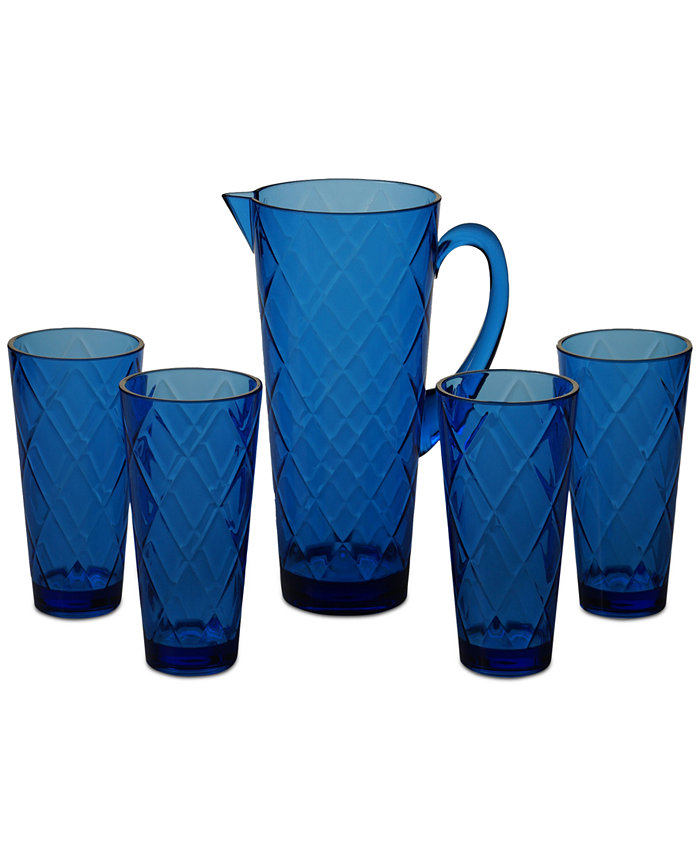 Certified International Cobalt Blue Diamond Acrylic 5-Pc. Drinkware Set