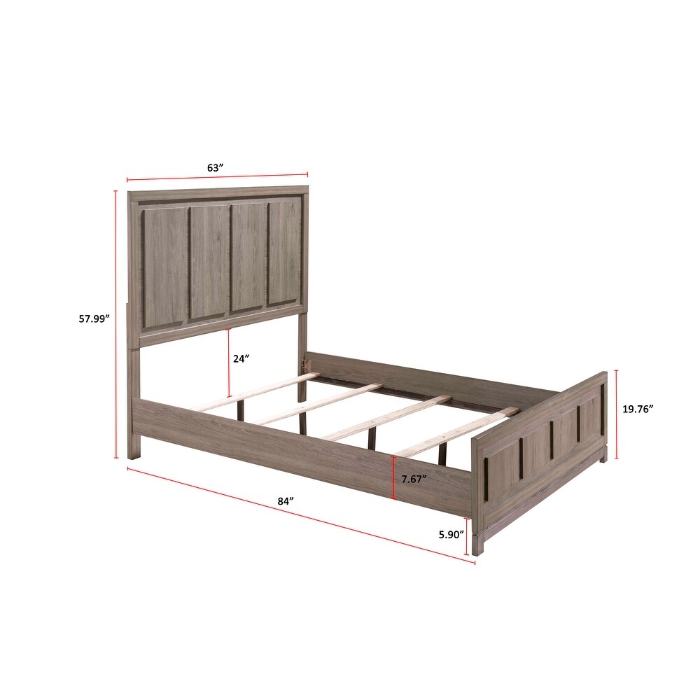 Jennifer 4 Piece Brown Modern Contemporary Solid Wood And Veneers Upholstered Panel Bedroom Set